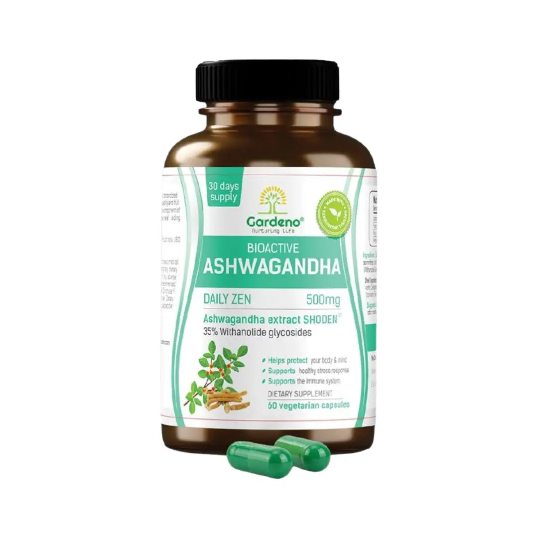Gardeno Bioactive Ashwagandha 500mg Capsules 60s – High Potency Herbal Supplement for Stress & Daily Wellness Support