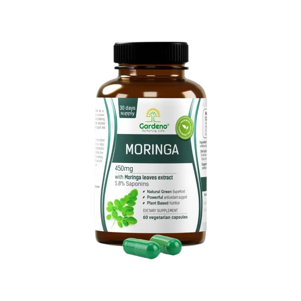 Gardeno Moringa 450mg Capsules 60s – Natural Moringa Leaf Extract Supplement for Daily Nutrition & Energy Support