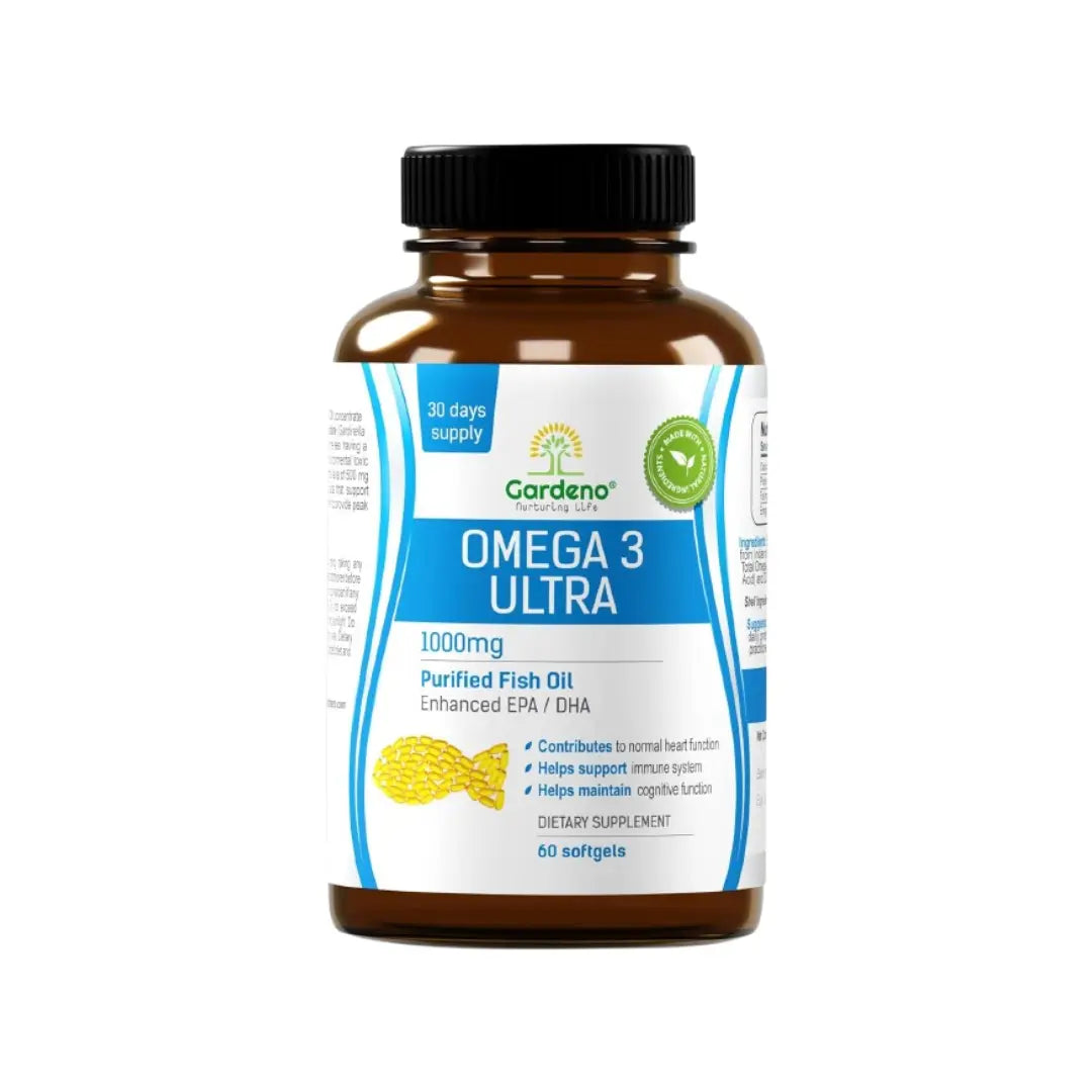 Gardeno Omega 3 Ultra 1000mg Softgels 60s – High Strength Fish Oil Supplement with EPA & DHA for Daily Wellness Support