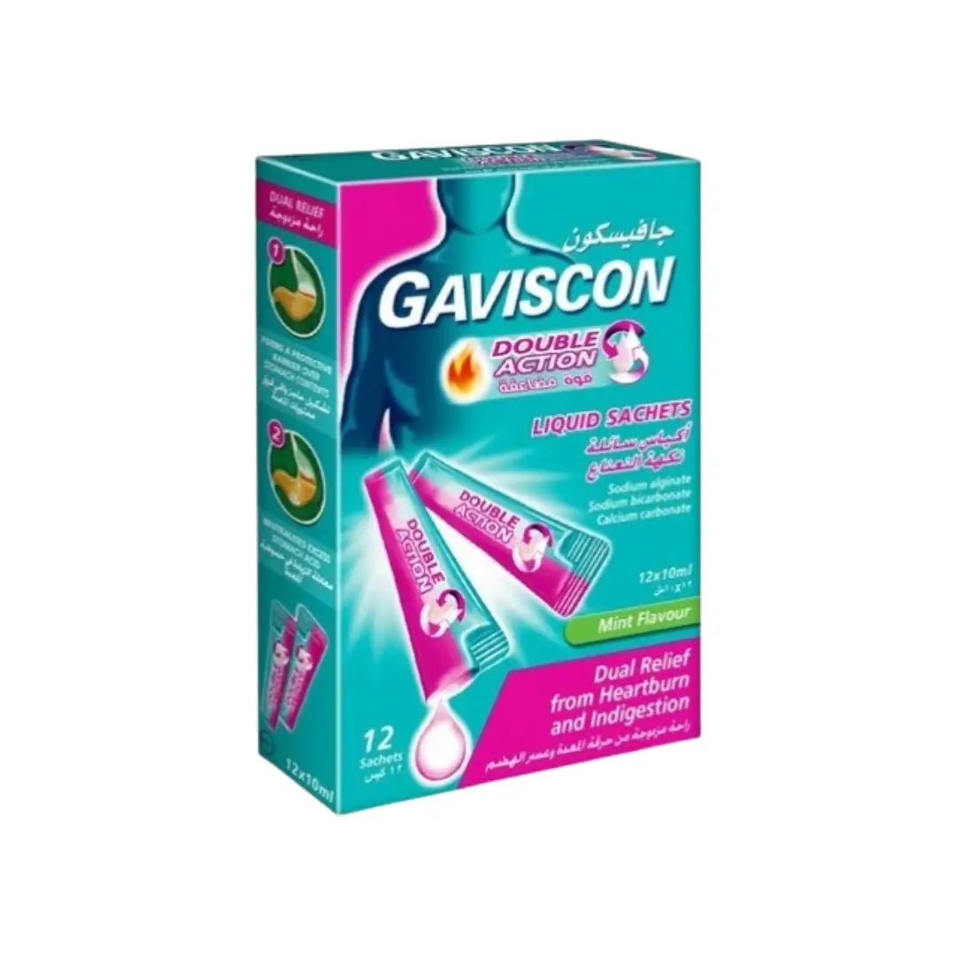Gaviscon Double Action Mint Liquid Sachets 12s – Fast Relief from Heartburn and Acid Reflux