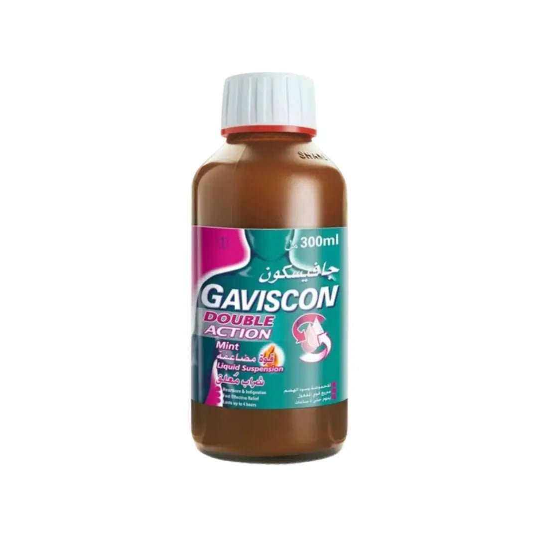 Gaviscon Double Action Mint Liquid Suspension 300ml – Dual Relief for Heartburn and Acid Indigestion