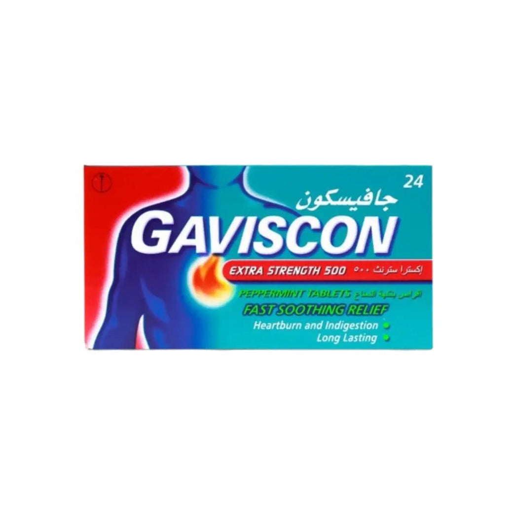 Gaviscon Extra Strength Peppermint Tablets 500mg 24s – Fast Relief for Heartburn and Acid Reflux