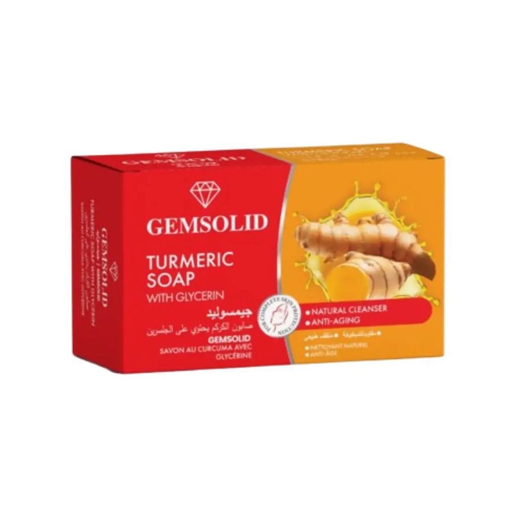 Gemsolid Turmeric Soap 125g | Glycerin Moisturizing Soap with Turmeric | Gentle Cleansing & Skin Care Bar