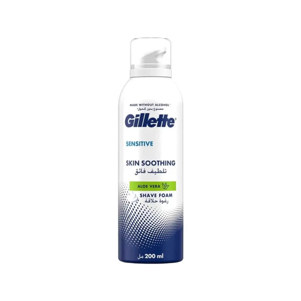 Gillette Sensitive Skin Soothing Aloe Vera Shave Foam 200ml | Hydrating Shaving Foam for Sensitive Skin
