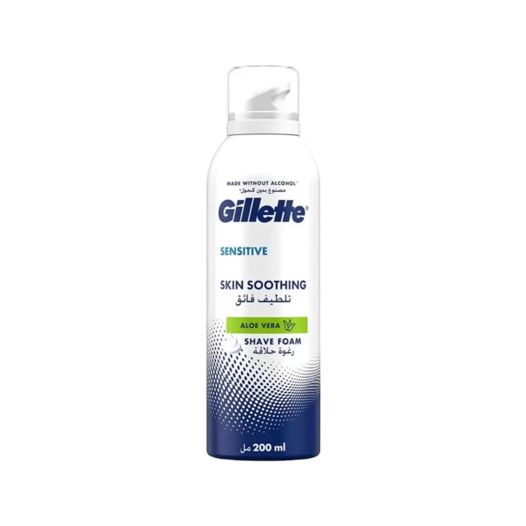Gillette Sensitive Skin Soothing Aloe Vera Shave Foam 200ml | Hydrating Shaving Foam for Sensitive Skin