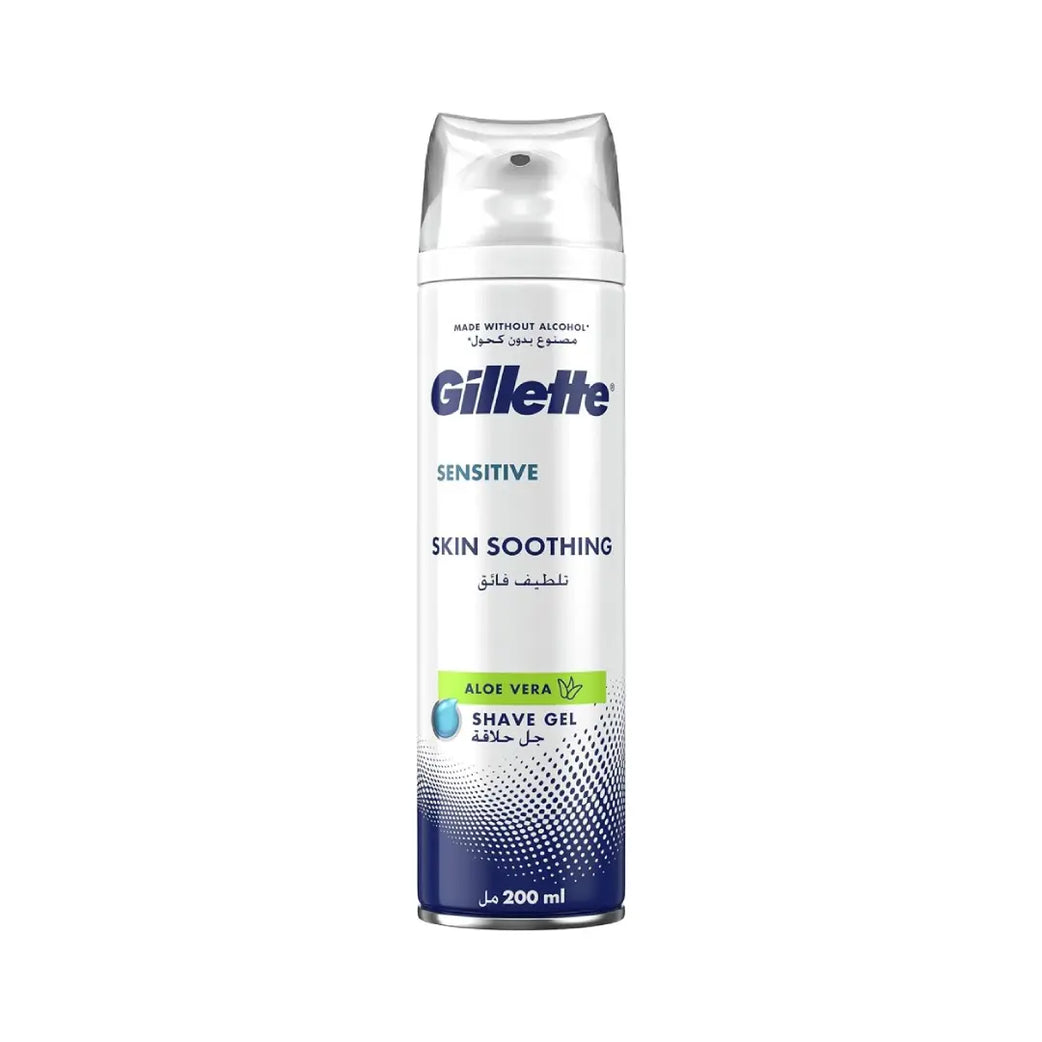 Gillette Sensitive Skin Shave Gel with Aloe Vera 200ml | Soothing & Hydrating Shaving Gel