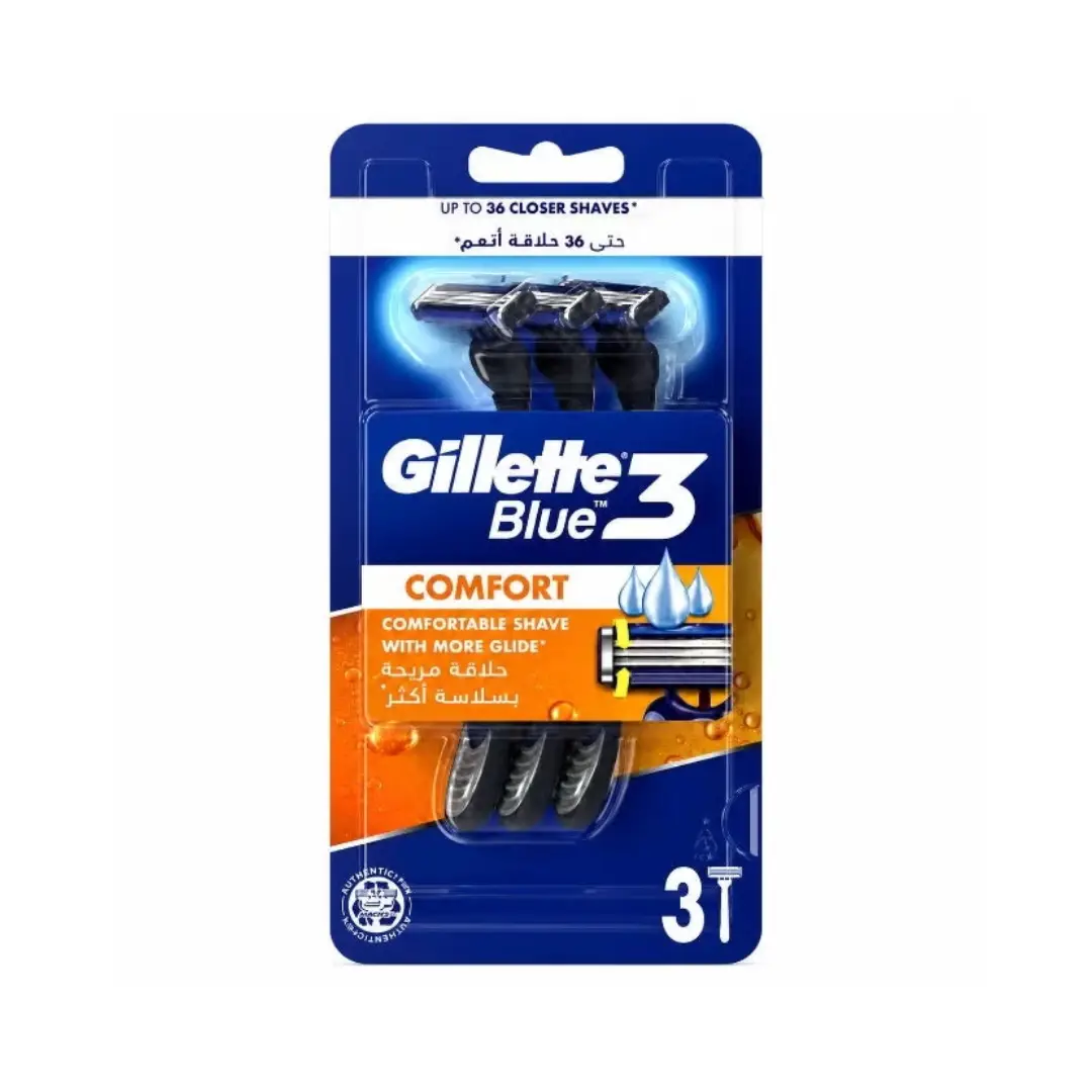 Gillette Blue3 Comfort Disposable Razors 3s – 3 Blade Men's Shaving Razor