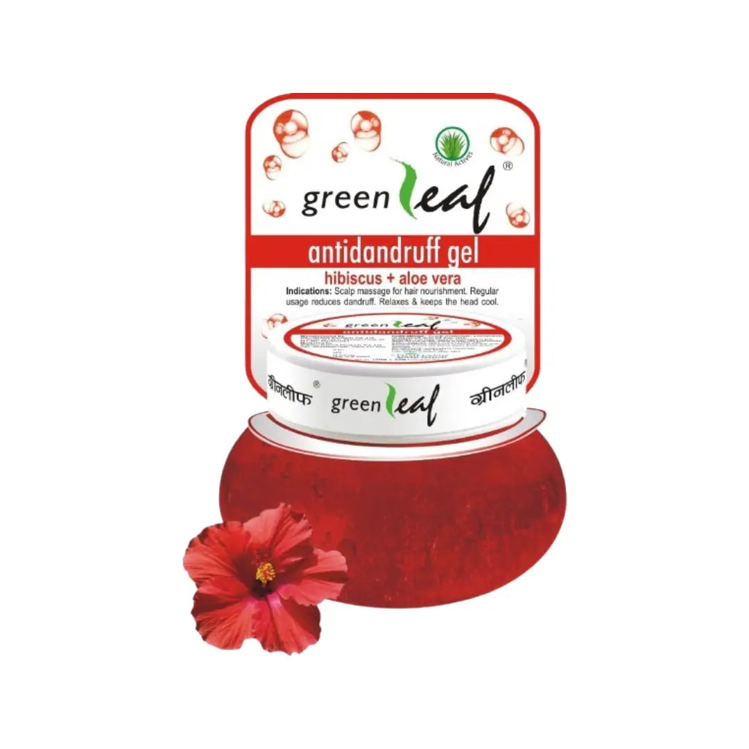Green Leaf Anti-Dandruff Hair Gel 120g – Aloe Vera & Hibiscus Scalp Care Gel for Flake Control