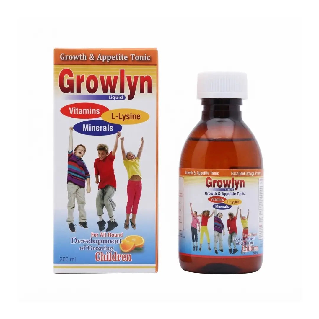 Growlyn Liquid 200ml – Growth & Appetite Tonic with Vitamins, Minerals & L-Lysine