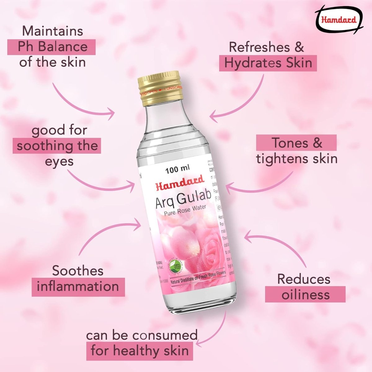 HAMDARD ARQ GULAB ROSE WATER 100ML