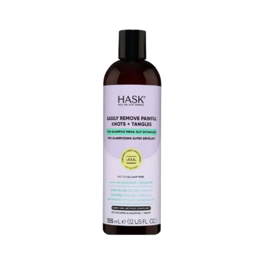 HASK Pre-Shampoo Mega Slip Detangler 355ml – Hydrating Hair Detangling Treatment for Curly & Wavy Hair