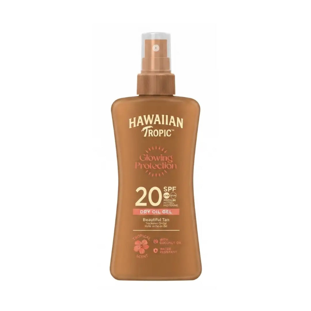 Hawaiian Tropic Glowing Protection Dry Oil Gel SPF15 200ml – Moisturizing Tanning Oil Gel with Sun Protection