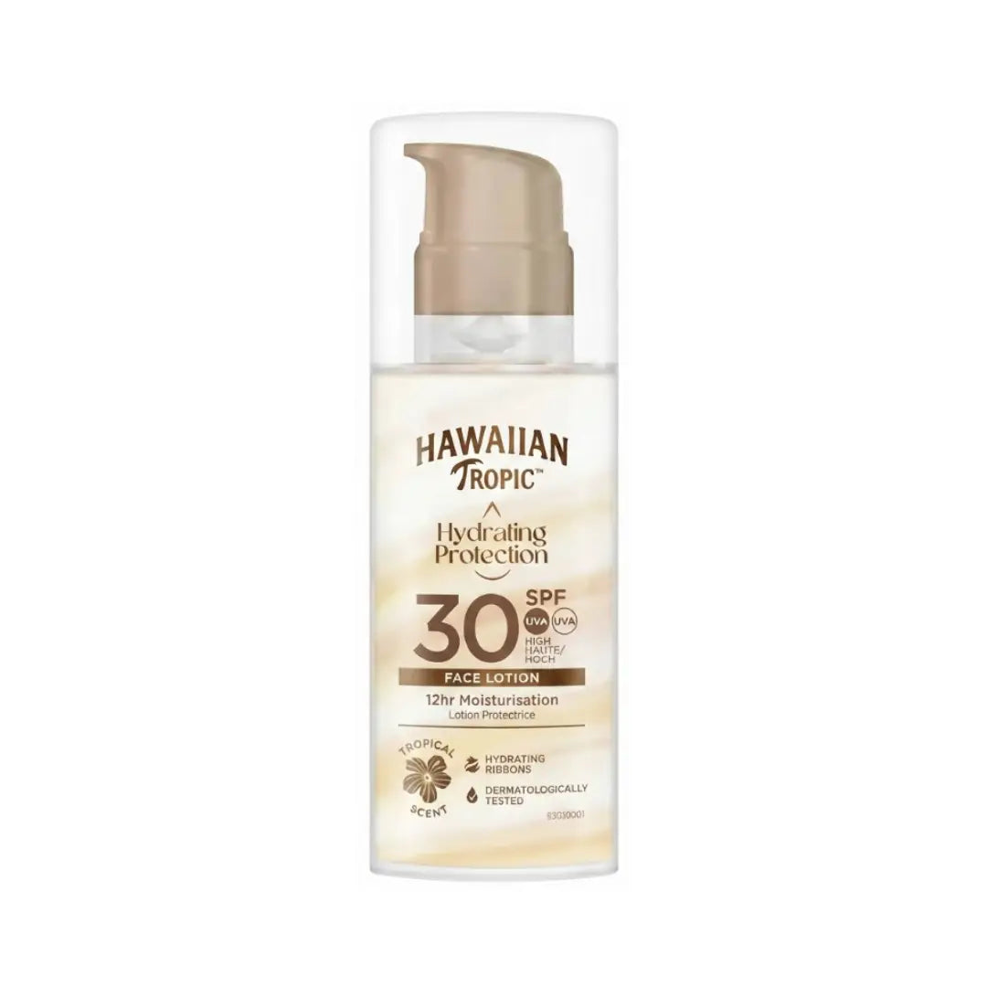 Hawaiian Tropic Hydrating Protection Face Lotion SPF30 50ml – Lightweight Facial Sunscreen