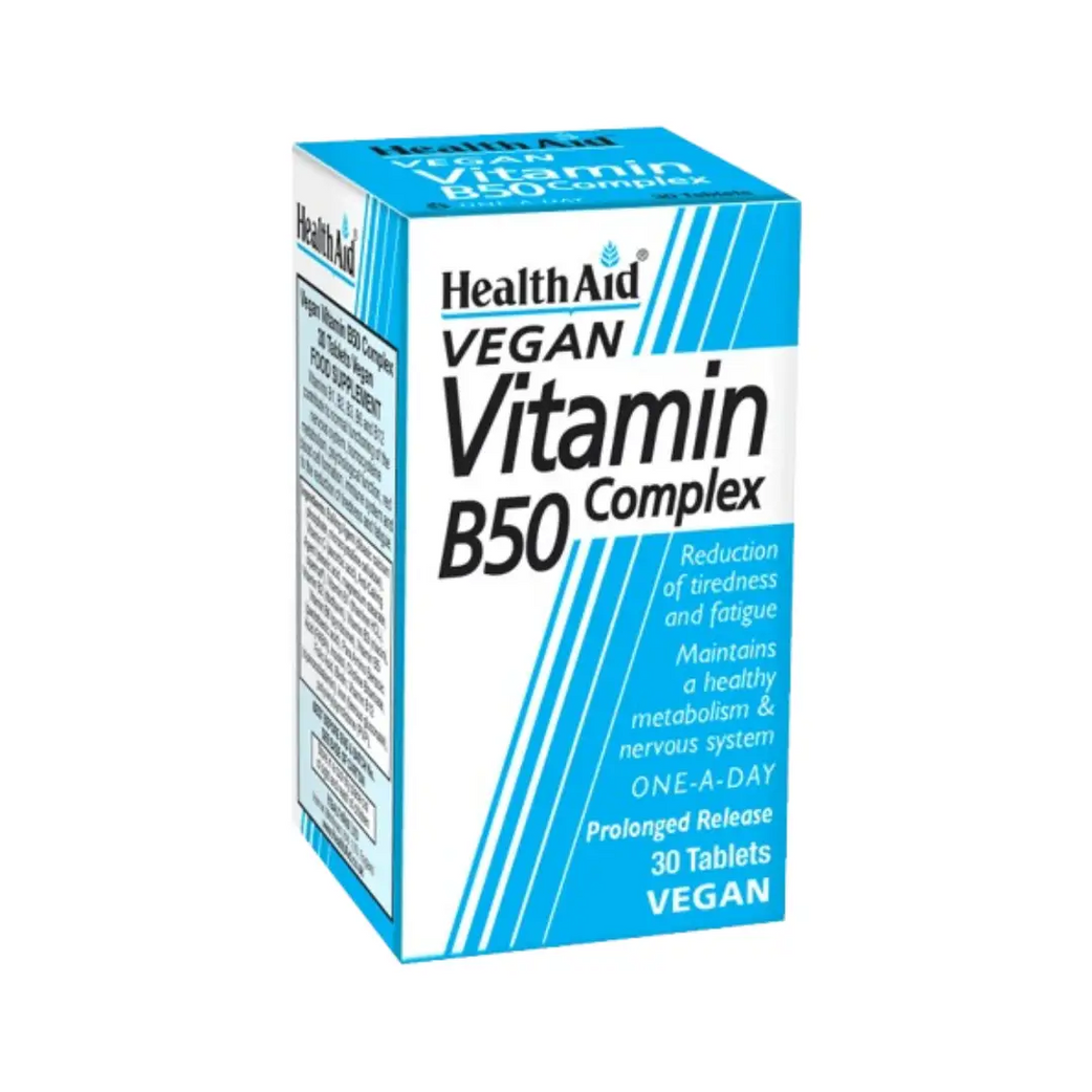 HealthAid Vegan Vitamin B50 Complex 30s – Nervous & Digestive System Support