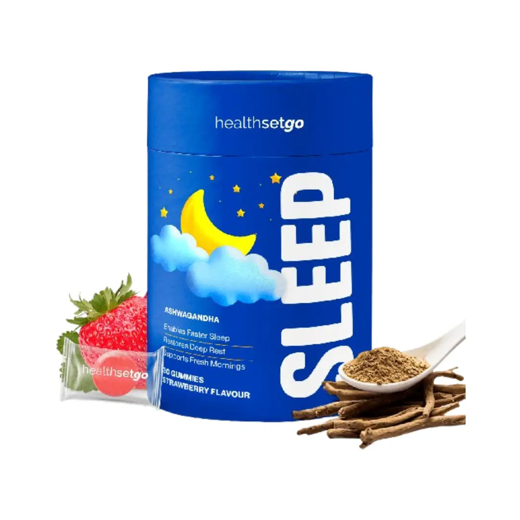 HealthSetGo Sleep Gummies 30s with 5mg Melatonin and Ashwagandha Strawberry Flavor for natural sleep support