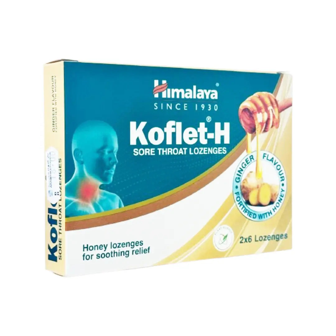 Himalaya Koflet-H Sore Throat Ginger Lozenges 12s Ayurvedic Herbal Lozenges for Cough Relief and Throat Comfort