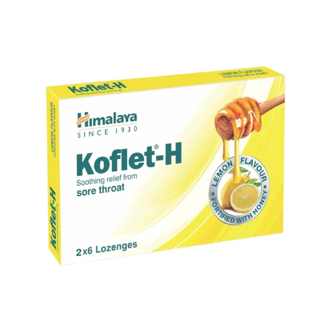 Himalaya Koflet-H Sore Throat Lemon Lozenges 12s Herbal Lemon Lozenges for Cough Relief and Throat Comfort