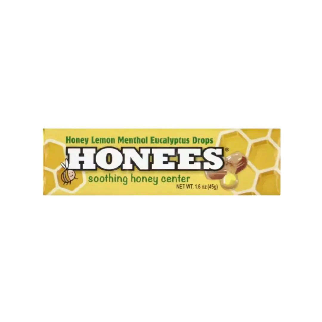 Honees Honey Lemon Eucalyptus Drops 45g | Soothing Honey Throat Drops with Lemon & Eucalyptus