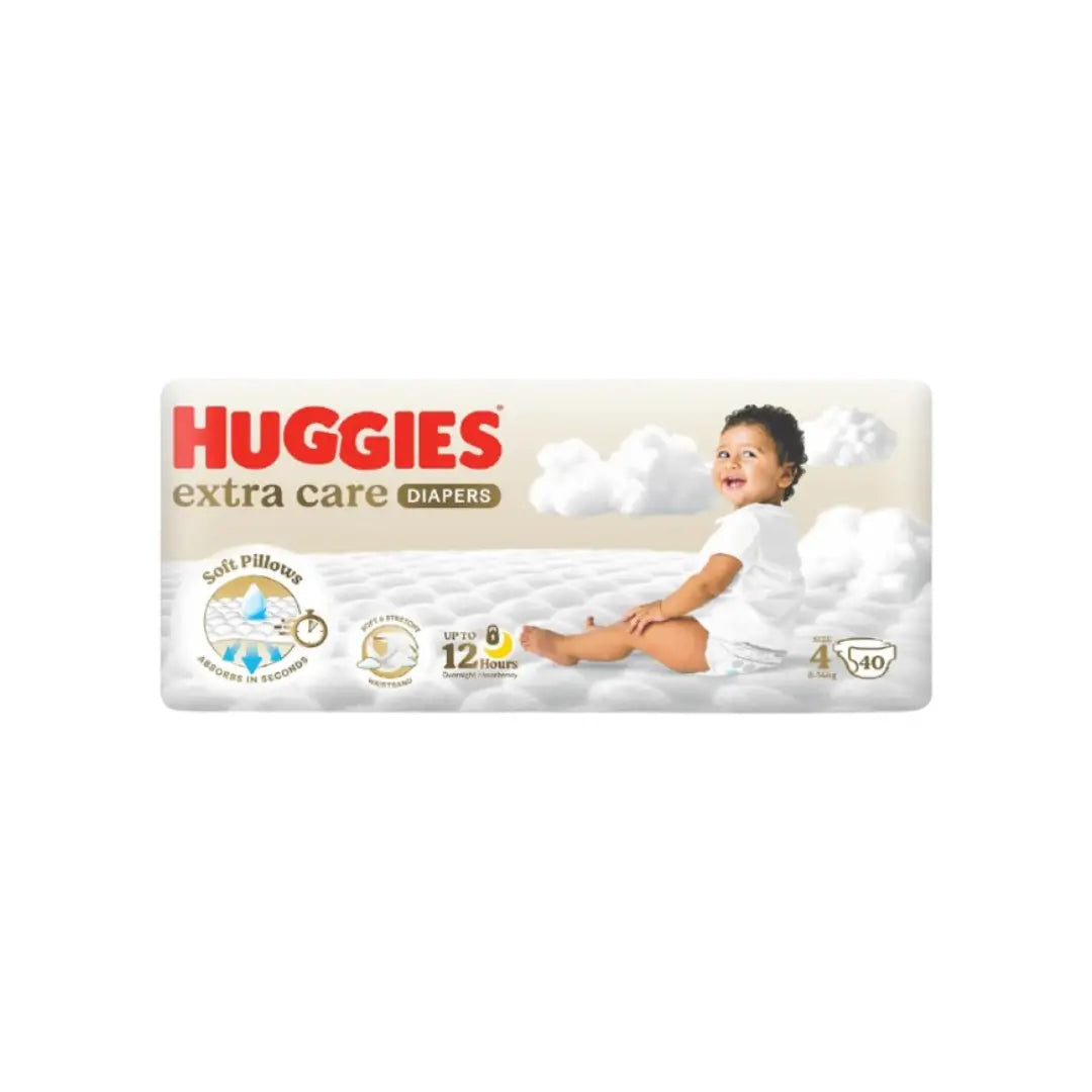 Huggies Extra Care Baby Diapers Size 4 (8–14kg) 36s – Soft & Absorbent Disposable Diapers with Leak Protection