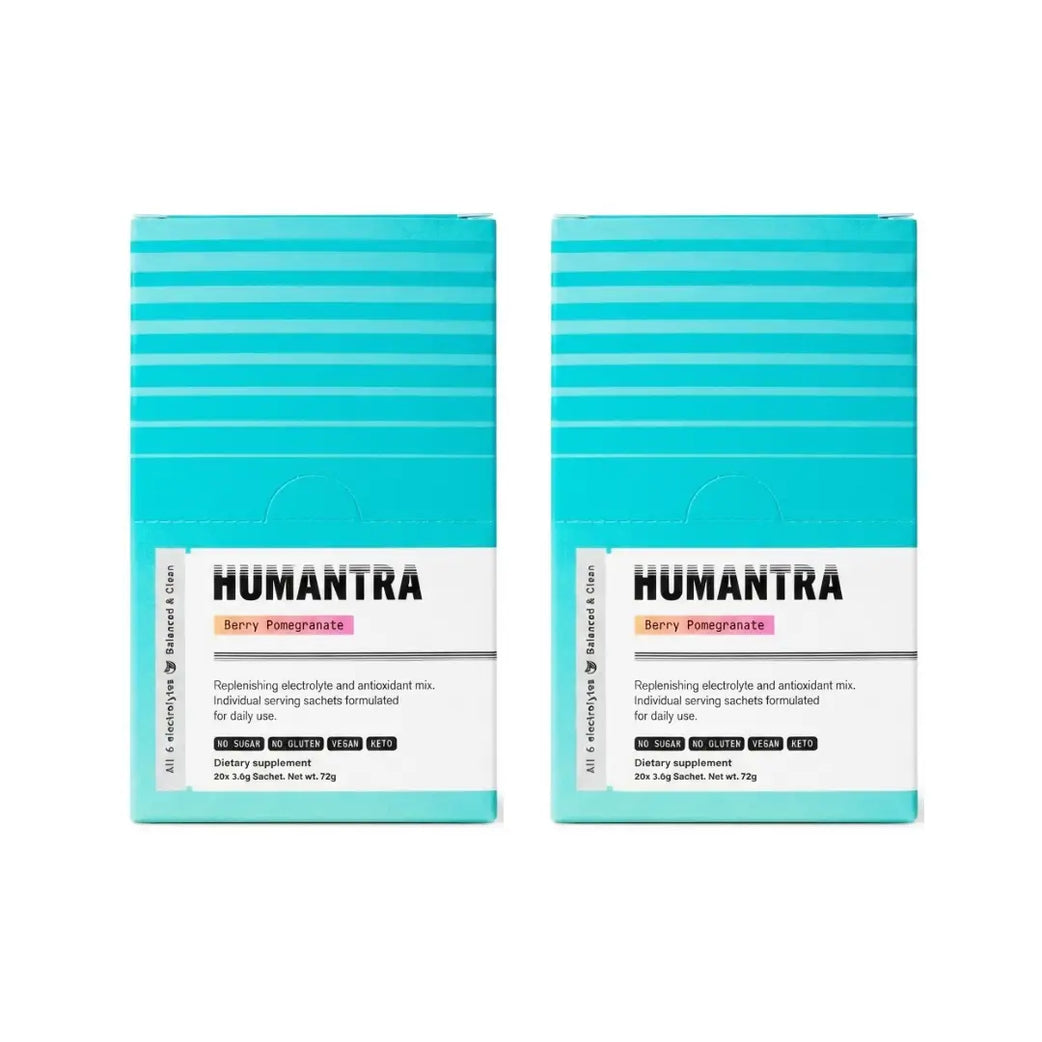 Humantra Hydration Packets Sachets 20s Pack of 2 Berry Pomegrante Electrolyte Hydration Drink Mix