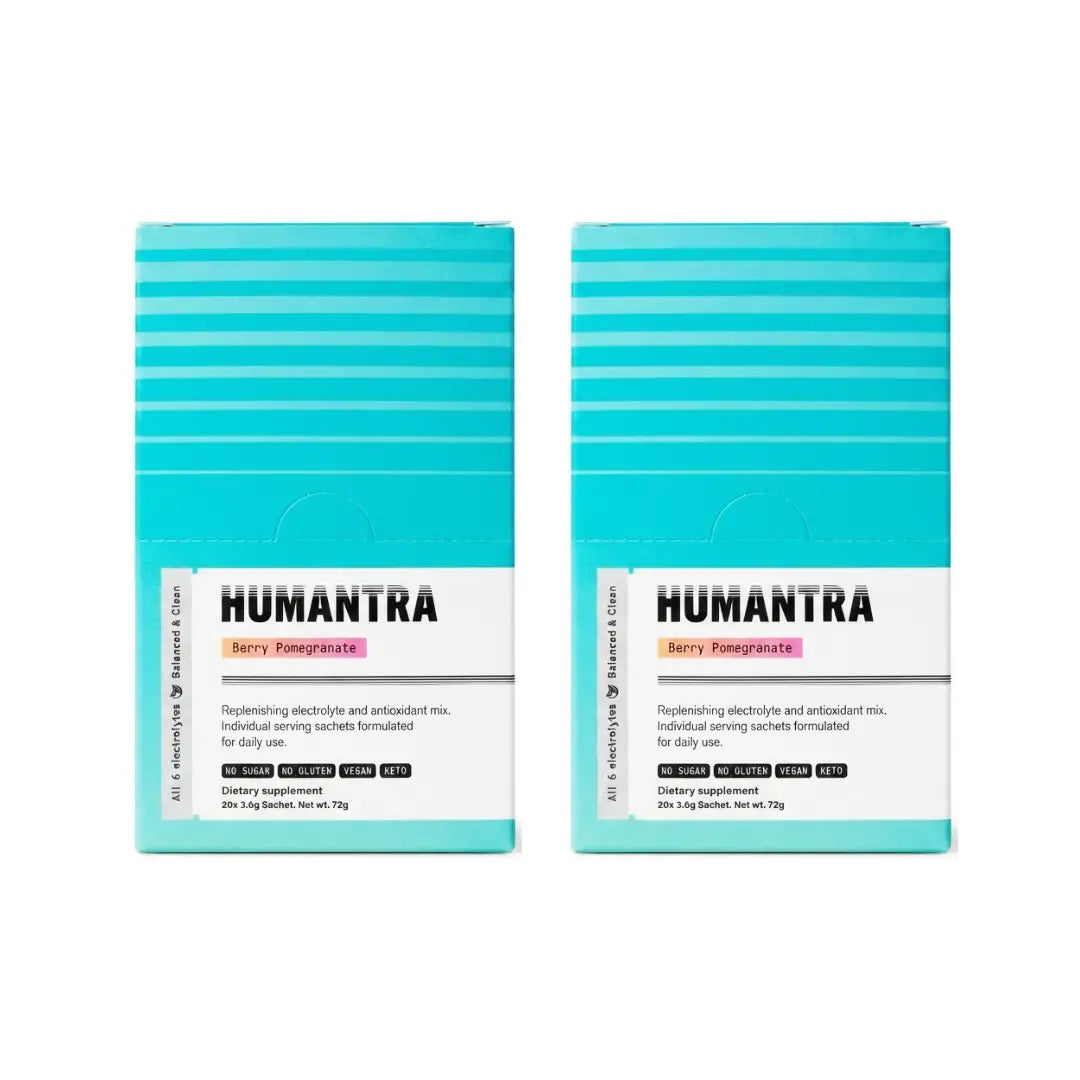 Humantra Hydration Packets Sachets 20s Pack of 2 Berry Pomegrante Electrolyte Hydration Drink Mix