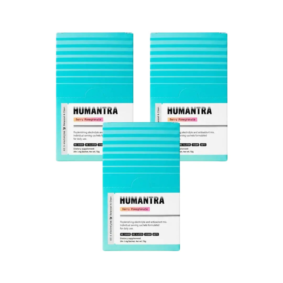 Humantra Hydration Packets Sachets 20s Pack of 3 Berry Pomegrante Electrolyte Hydration Drink Mix