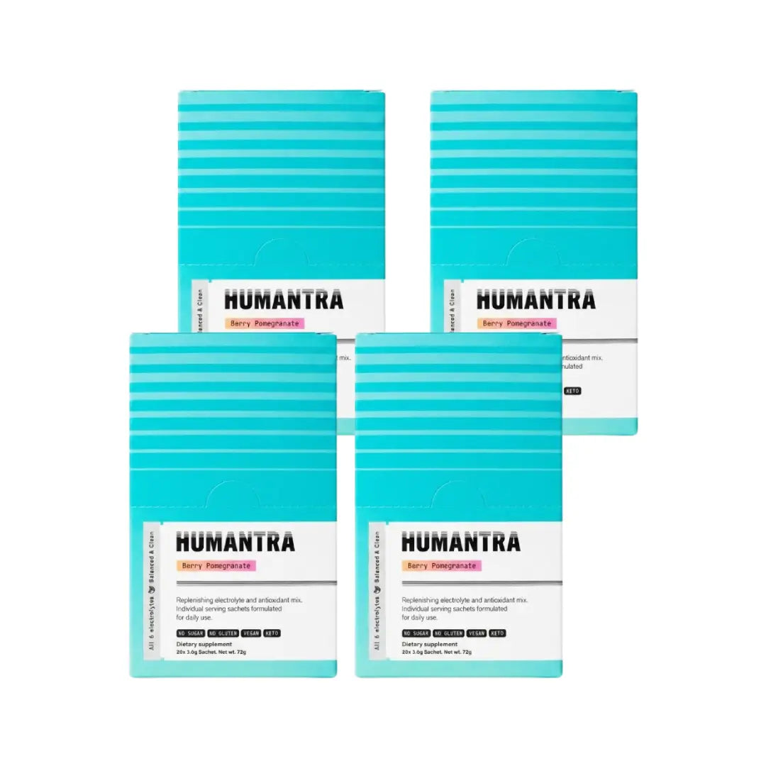 Humantra Hydration Packets Sachets 20s Pack of 4 Berry Pomegrante Electrolyte Hydration Drink Mix
