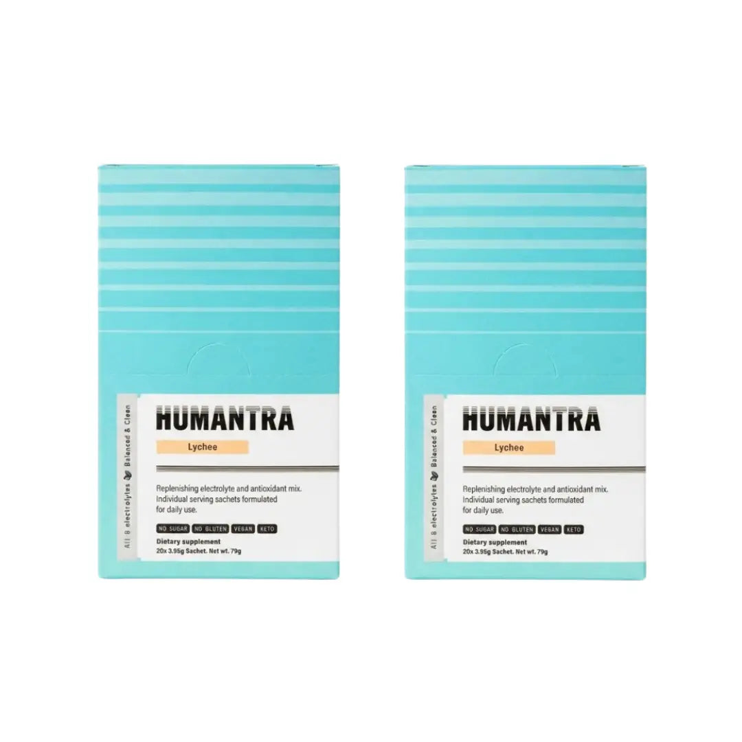 Humantra Hydration Packets Sachets 20s Pack of 2 Lychee Flavor -  Electrolyte Hydration Drink Mix