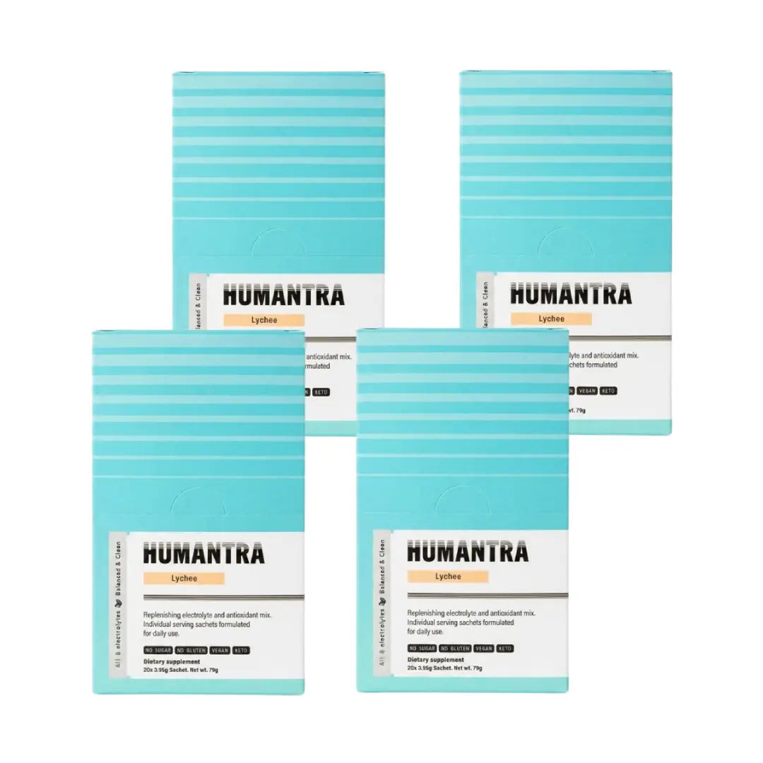 Humantra Hydration Packets Sachets 20s Pack of 4 Lychee Flavor -  Electrolyte Hydration Drink Mix