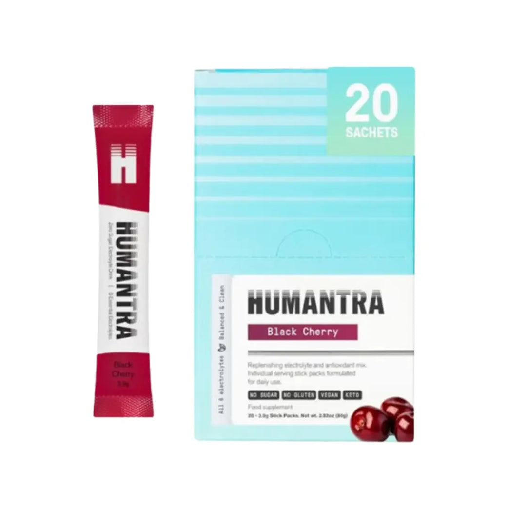Humantra Hydration Packets Black Cherry Flavor 20 Sachets | Electrolyte Hydration Drink Mix