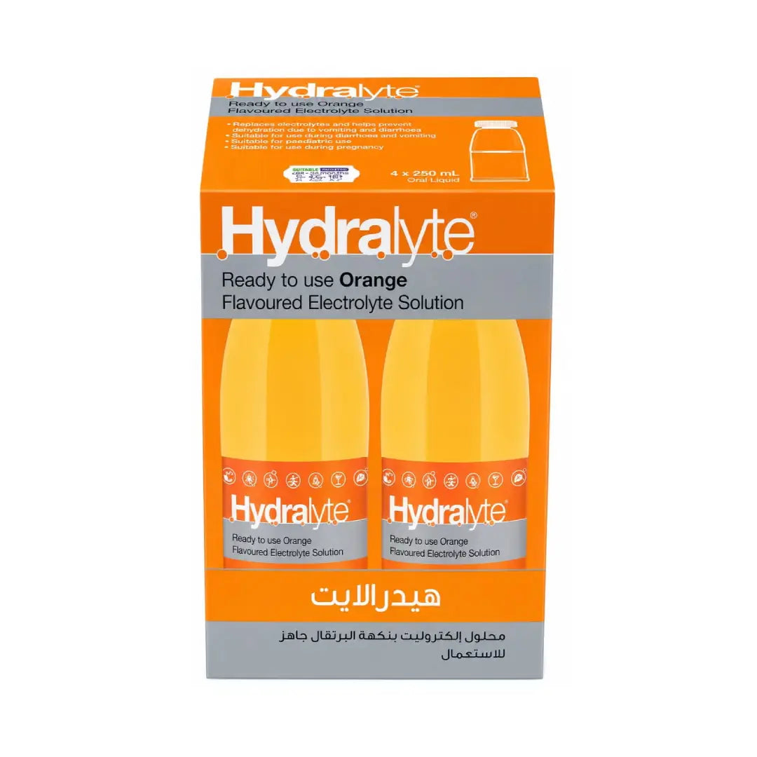 Hydralyte Ready To Drink Orange Electrolyte Solution 250ml 4s