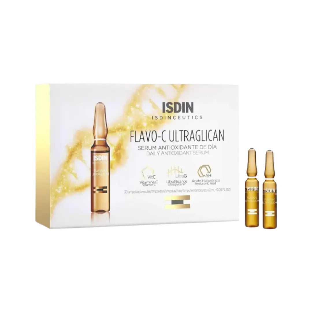 ISDIN ISDINCEUTICS Flavo-C UltraGlycan Serum 2ml Ampoules Pack of 30 – antioxidant and skin hydration serum