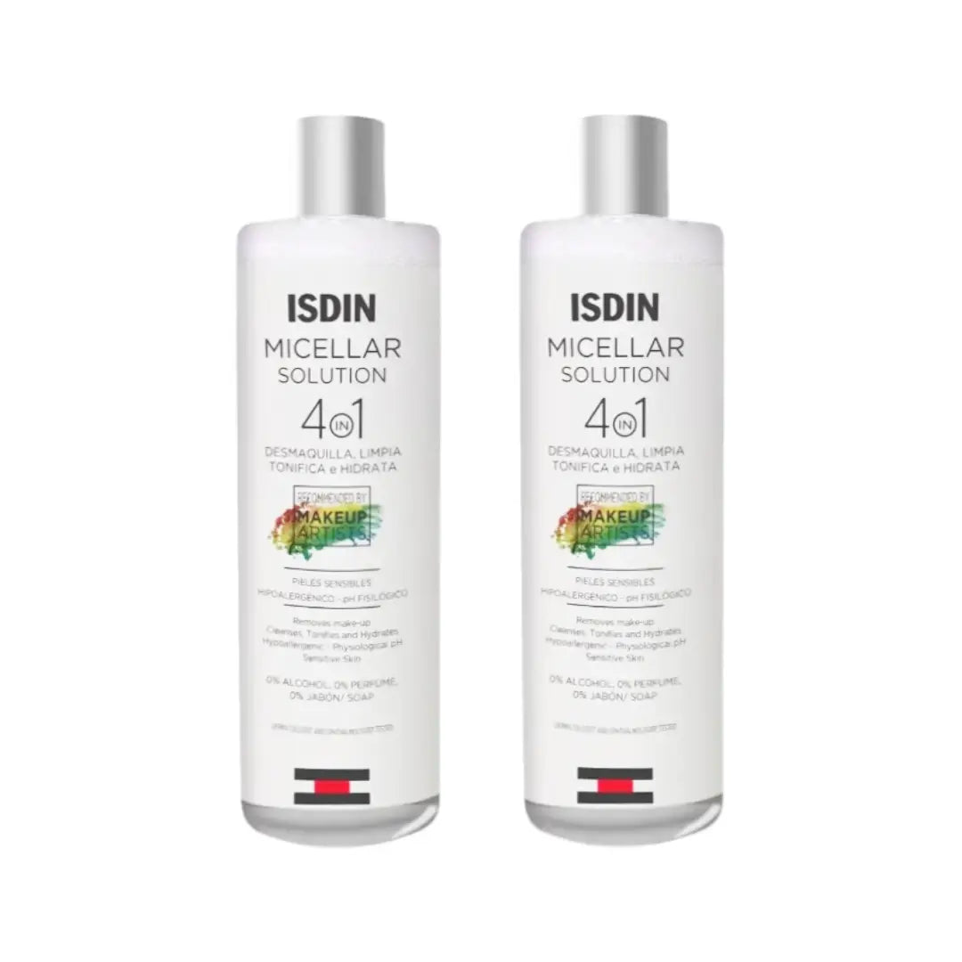 ISDIN Micellar Solution 400ml 1+1 Promo – Gentle Makeup Remover & Facial Cleanser for All Skin Types