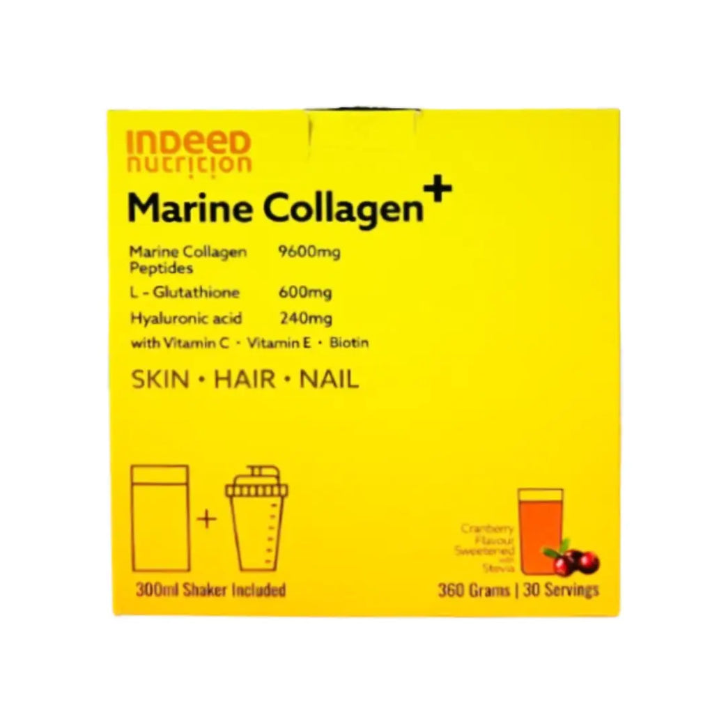 Indeed Nutrition Marine Collagen+ Cranberry 360g | Marine Collagen Powder for Skin, Hair, Nails & Joint Support