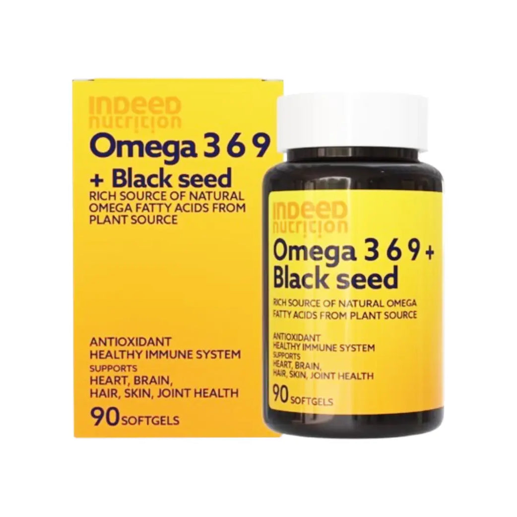 Indeed Nutrition Omega 3 6 9 + Black Seed Softgels 90s | Essential Fatty Acids & Black Seed Supplement