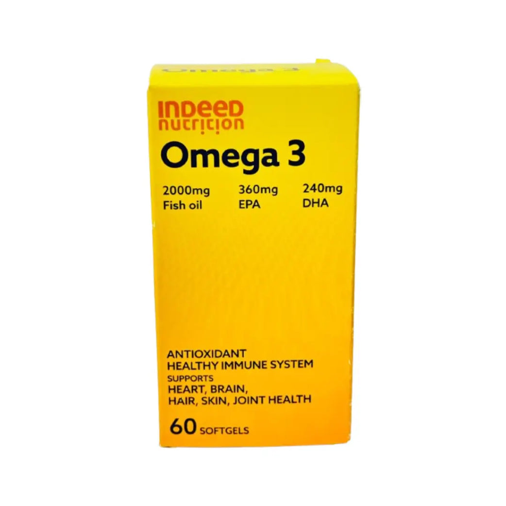 Indeed Nutrition Omega 3 2000mg Softgels 60s – High Strength EPA & DHA Fish Oil Supplement for Daily Wellness