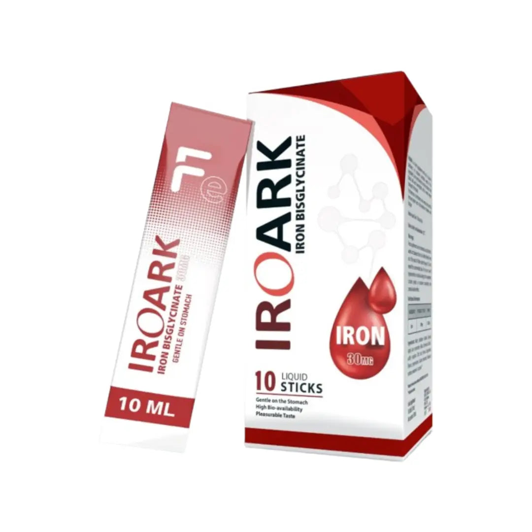 Iroark Iron Bisglycinate Liquid Sticks 10s – Gentle Iron Supplement for Energy, Hemoglobin & Fatigue Support