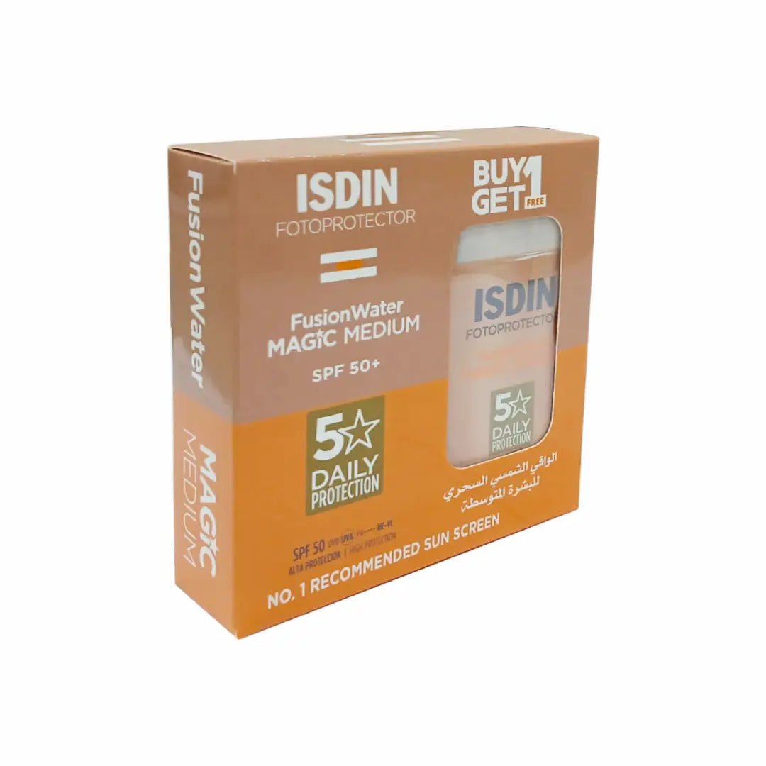 ISDIN FOTOPROTECTOR SPF50 FUSION WATER MAGIC MEDIUM COLOR 50ML 1+1