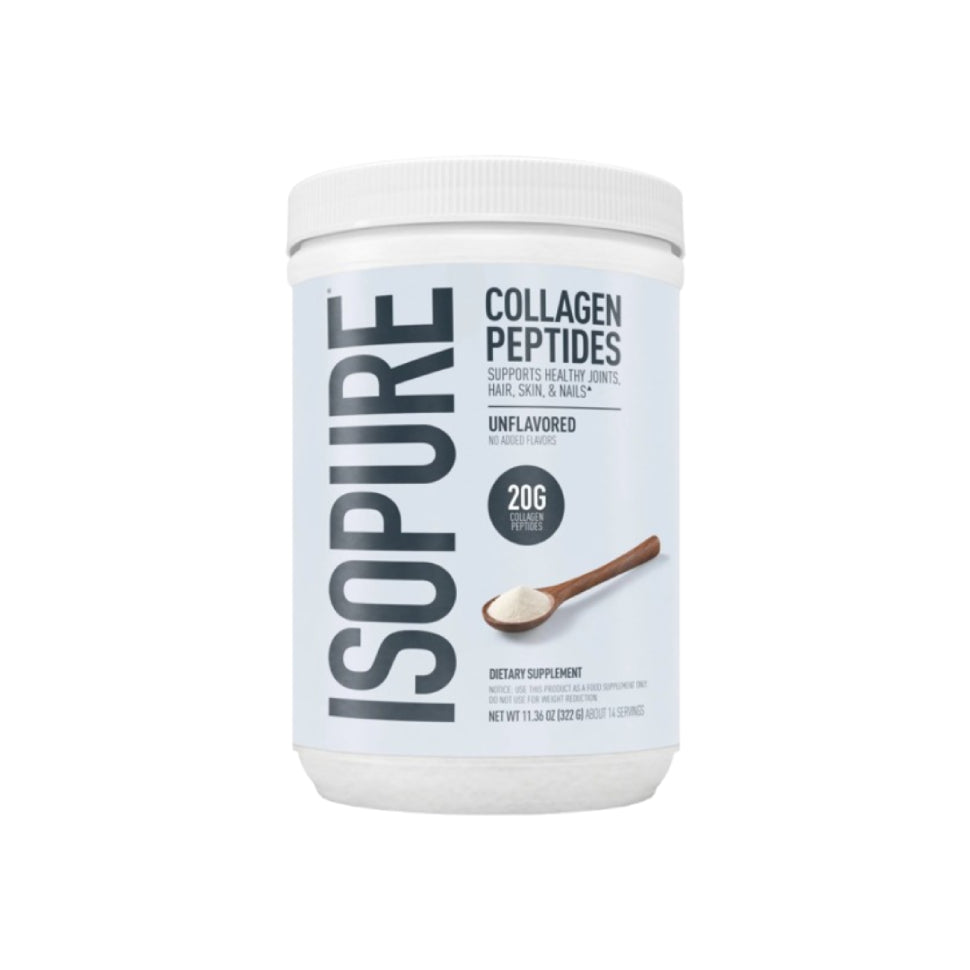 Isopure Collagen Peptides Unflavored 14 Servings collagen powder for mixing into beverages and recipes.