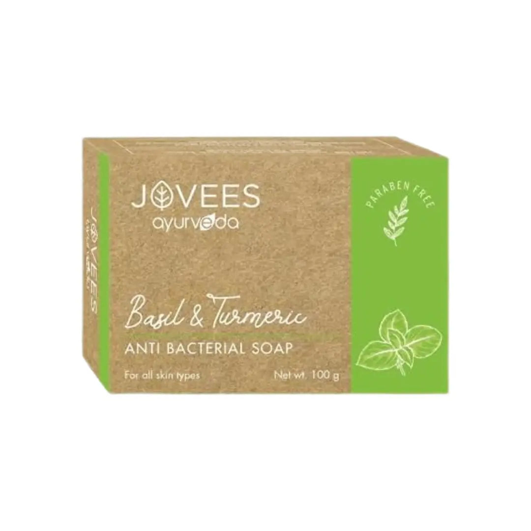 Jovees Ayurveda Basil & Turmeric Antibacterial Soap 100g | Herbal Cleansing Soap for Clear & Healthy Skin