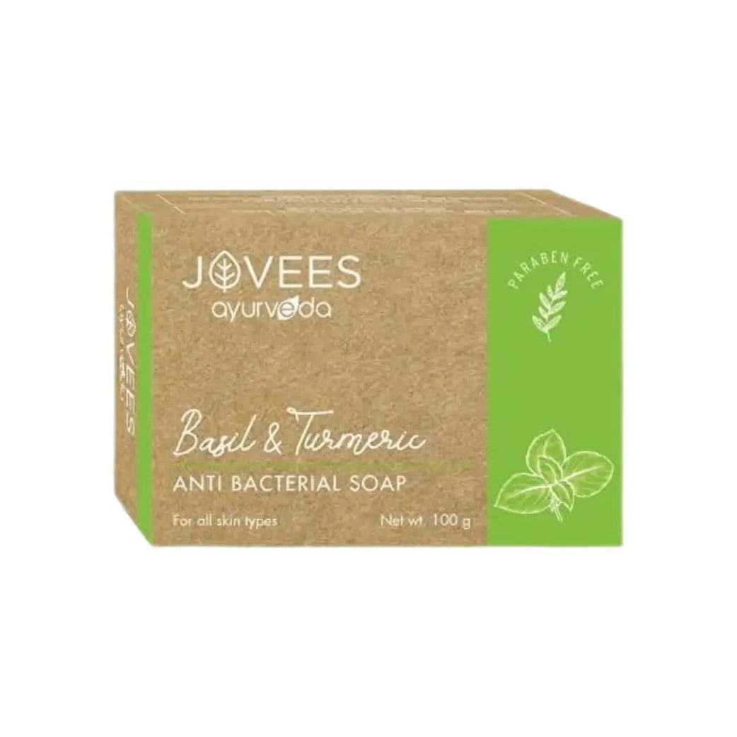 Jovees Ayurveda Basil & Turmeric Antibacterial Soap 100g | Herbal Cleansing Soap for Clear & Healthy Skin