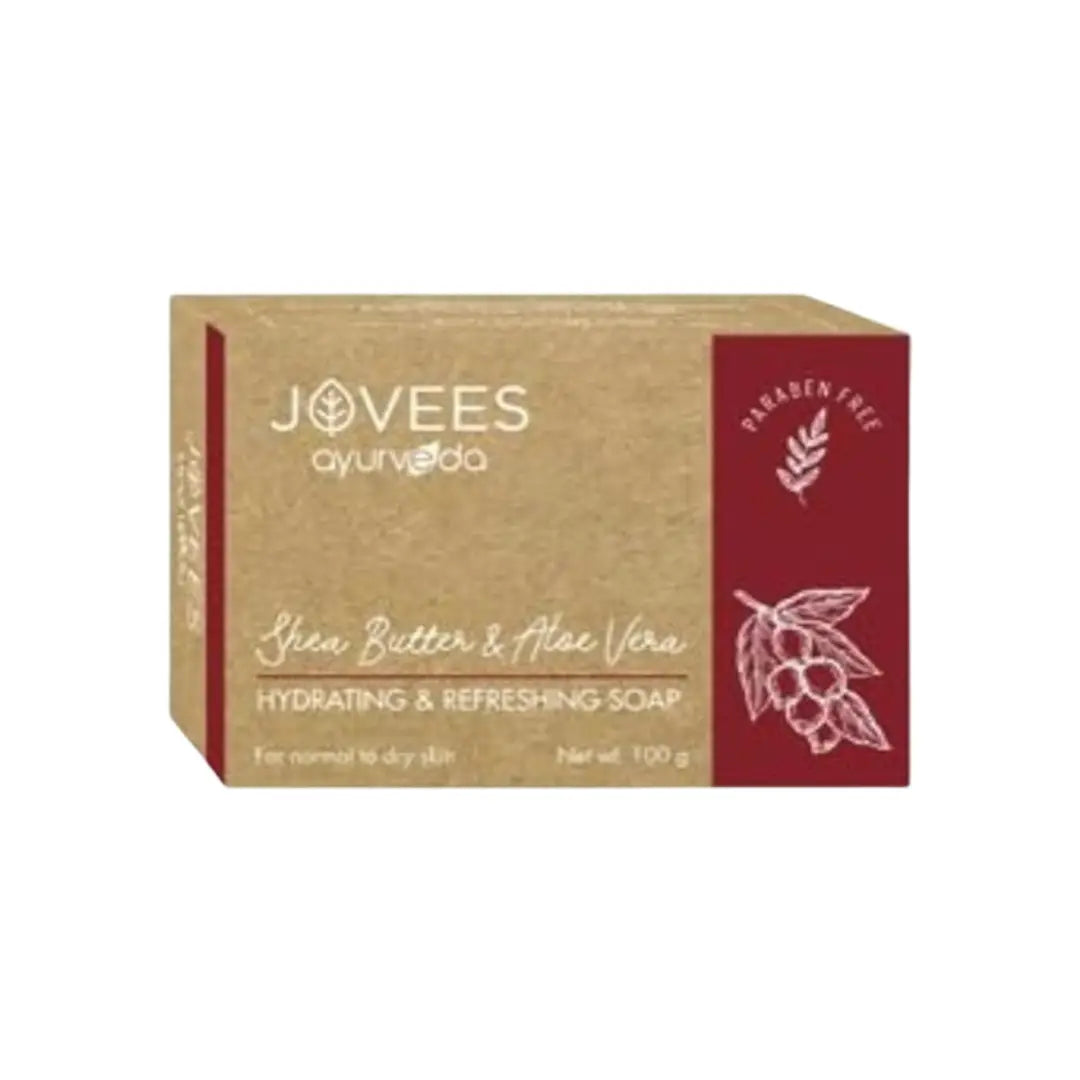 Jovees Ayurveda Shea Butter & Aloe Vera Soap 100g | Hydrating & Moisturizing Herbal Bath Soap for Soft & Smooth Skin