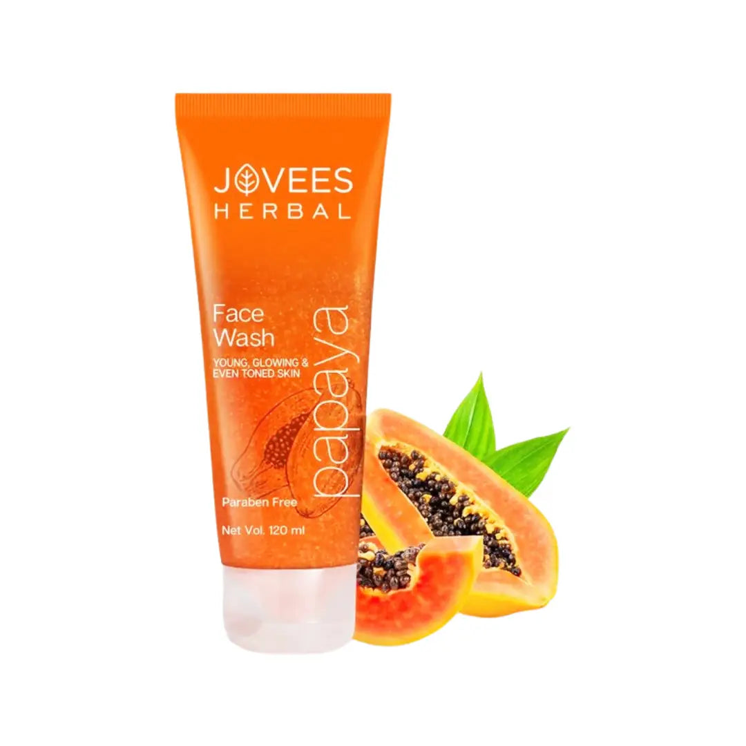 Jovees Herbal Papaya Face Wash 120ml | Gentle Exfoliating Cleanser with Papaya Enzymes | Daily Face Cleanser for Clear Skin