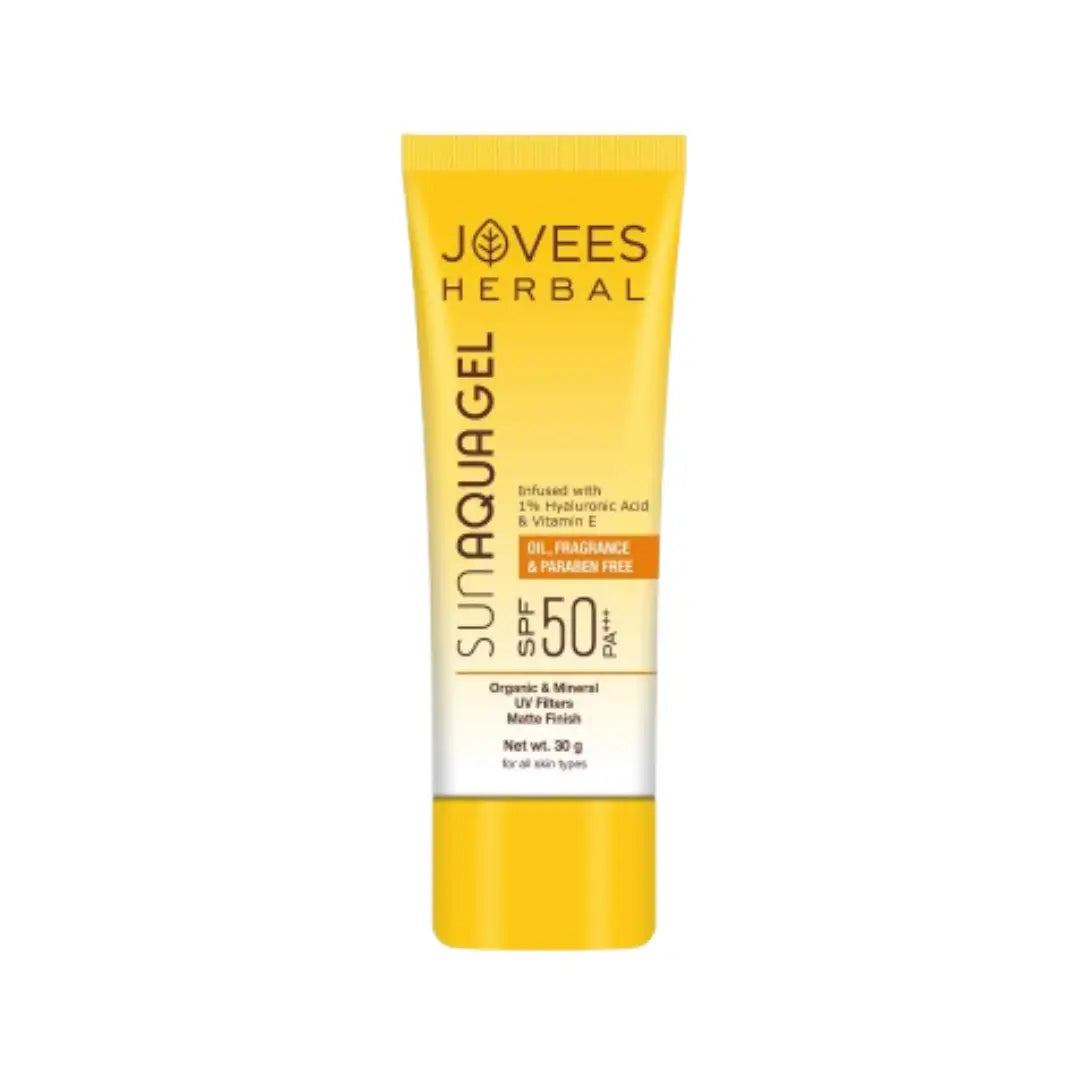 Jovees Herbal Sun Aqua Gel SPF 50 PA+++ 100g | Lightweight Water-Based Sunscreen for UVA/UVB Protection | Non-Greasy Gel Sunscreen