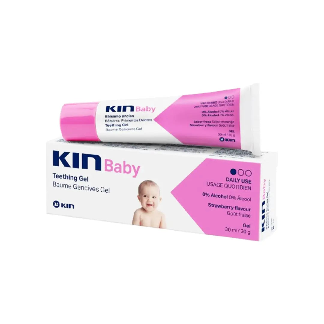KIN Baby Teething Gel Strawberry 30ml | Soothing Teething Gel for Babies with Chamomile & Sage