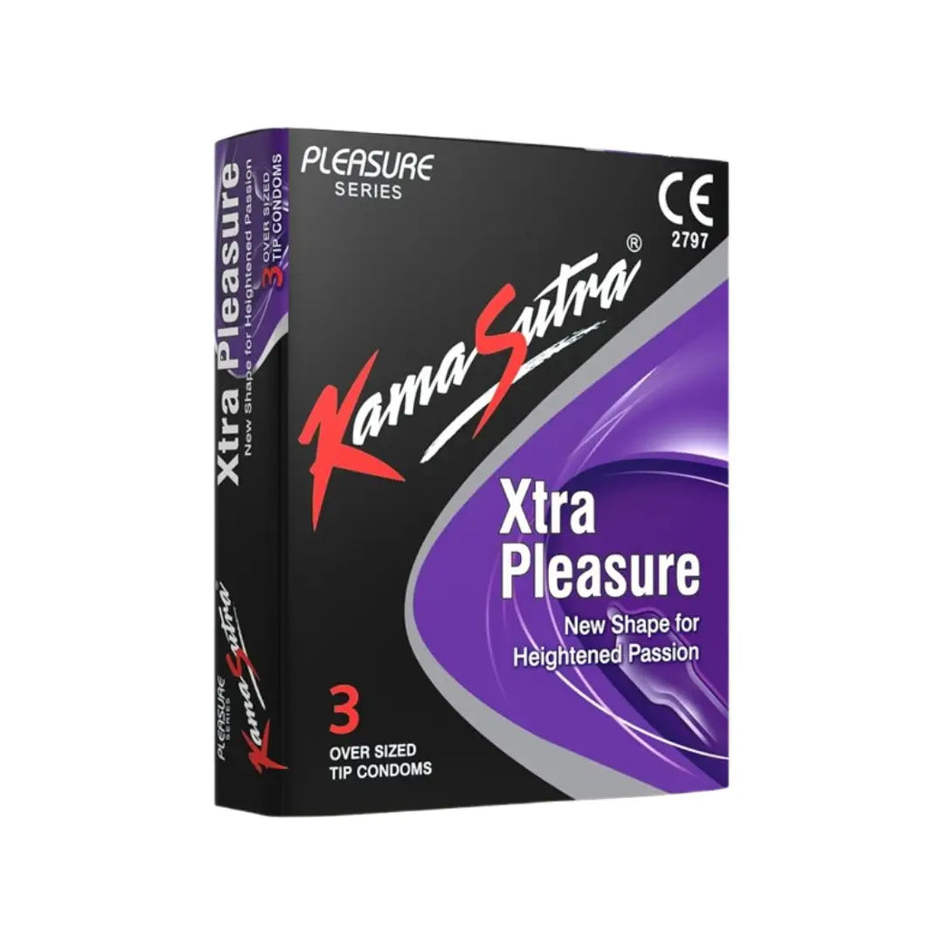 Kamasutra Extra Pleasure Condoms 3 Pack – Textured Natural Latex Condoms for Enhanced Sensation & Reliable Protection