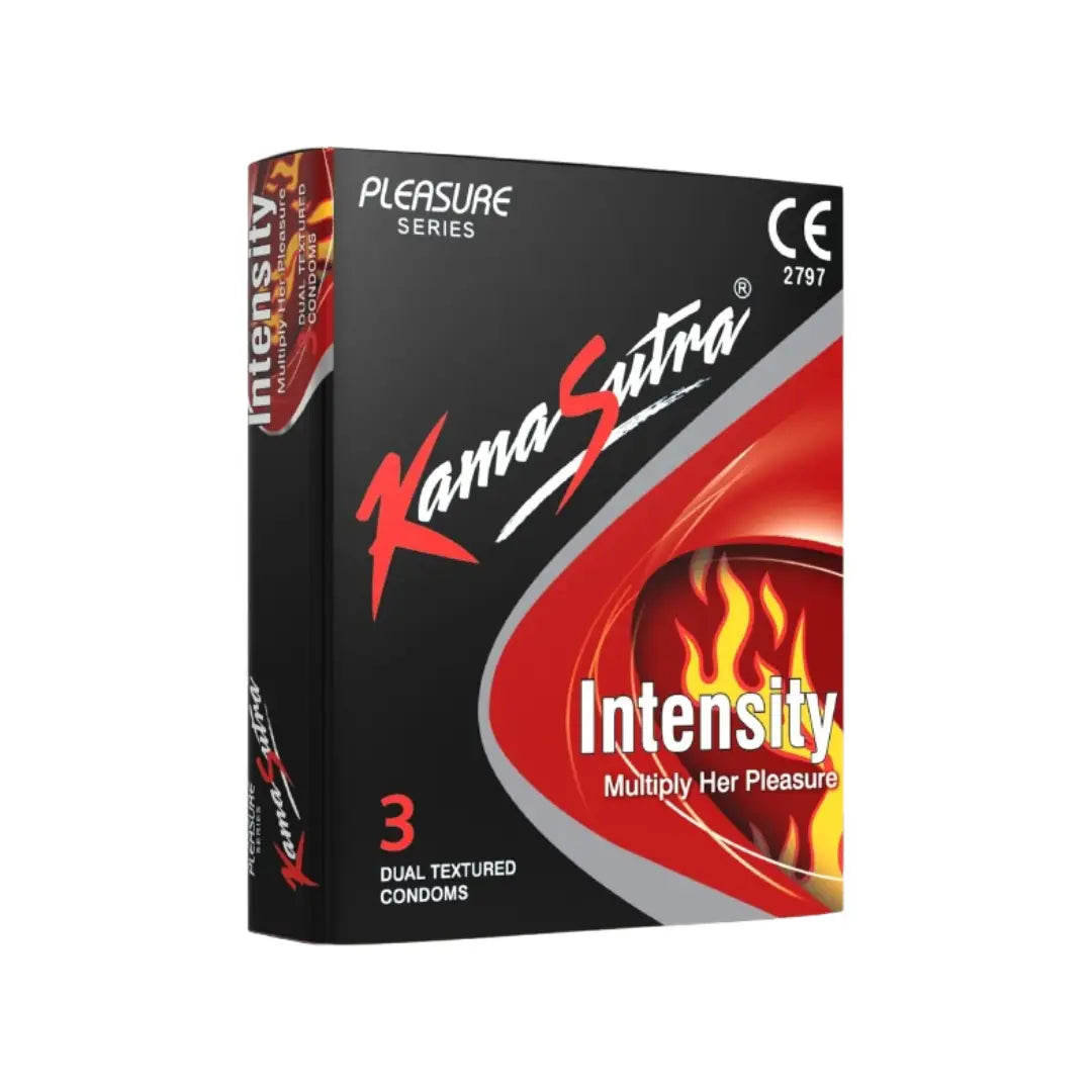 Kamasutra Intensity Condoms 3 Pack – Textured Natural Latex Condoms for Enhanced Sensation & Reliable Protection