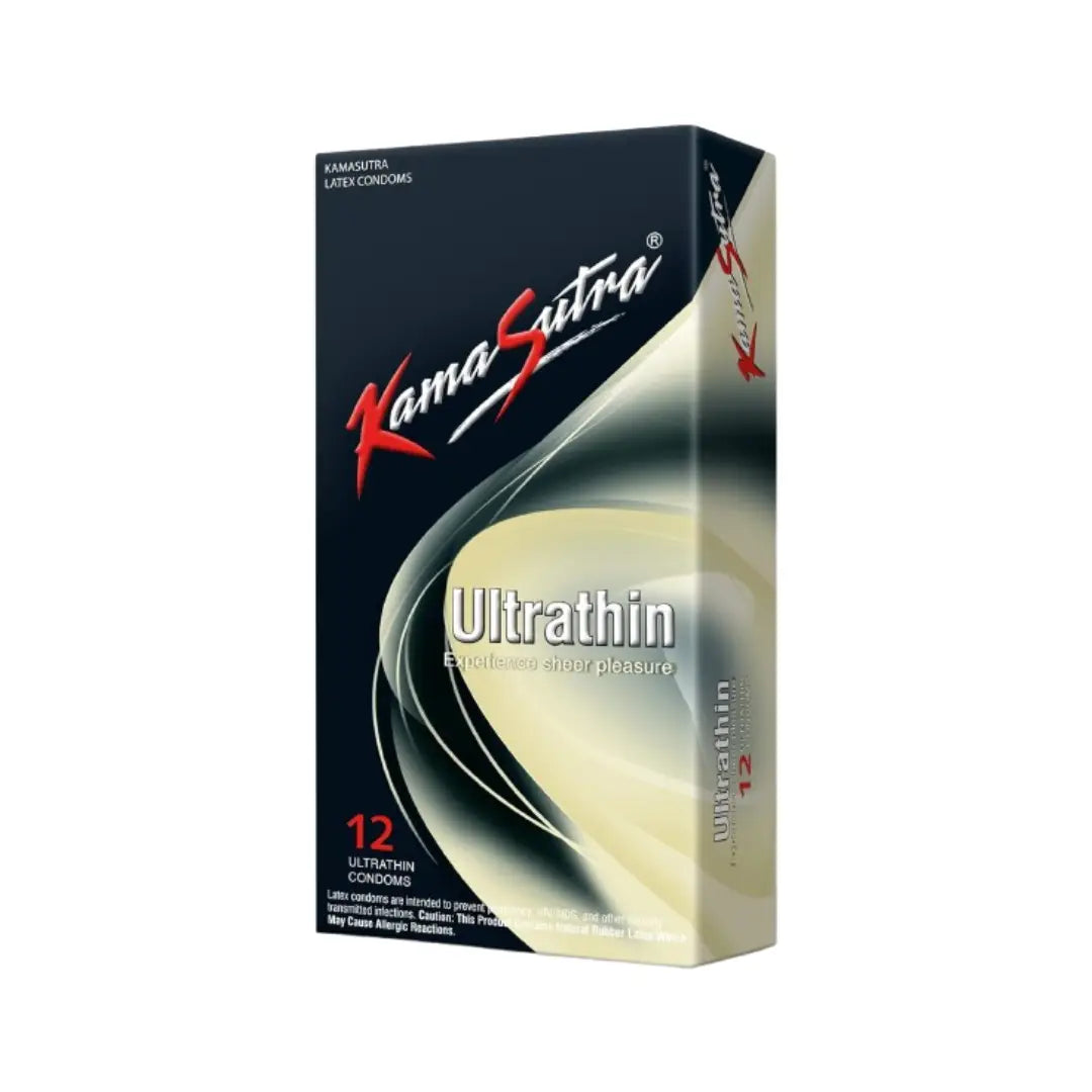 Kamasutra Ultra Thin Condoms 12 Pack – Extra Thin Natural Latex Condoms for Enhanced Sensitivity & Reliable Protection