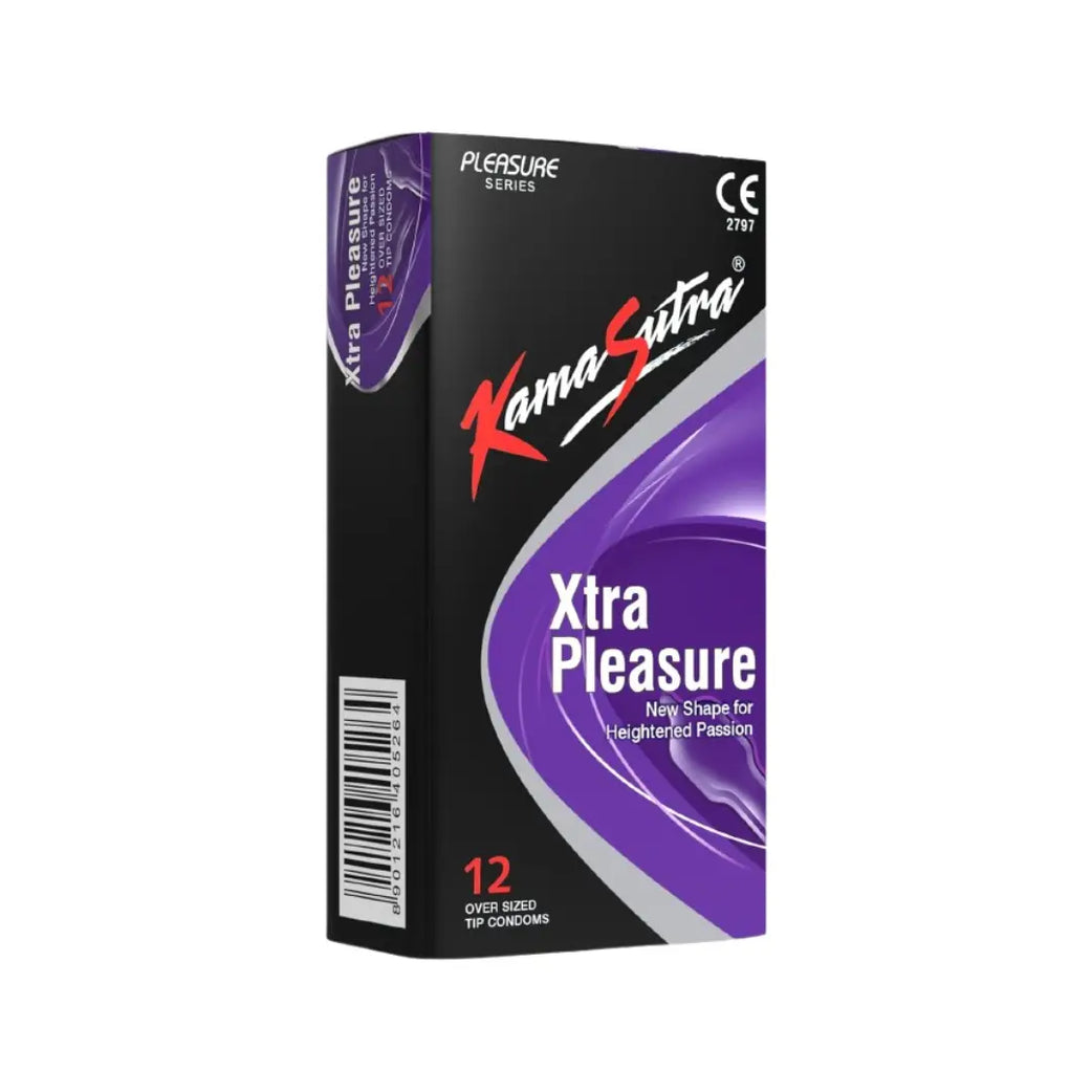 Kamasutra Xtra Pleasure Condoms 12 Pack – Textured Natural Latex Condoms for Enhanced Sensation & Reliable Protection