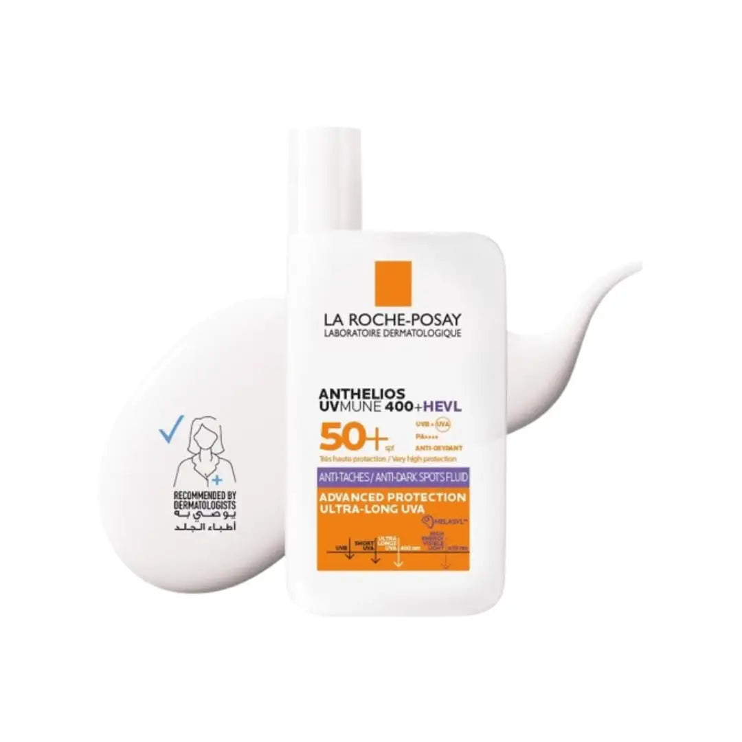 La Roche-Posay Anthelios UVMUNE 400 SPF50+ Anti Dark Spots Fluid 50ml – Lightweight Face Sunscreen for Even Skin Tone